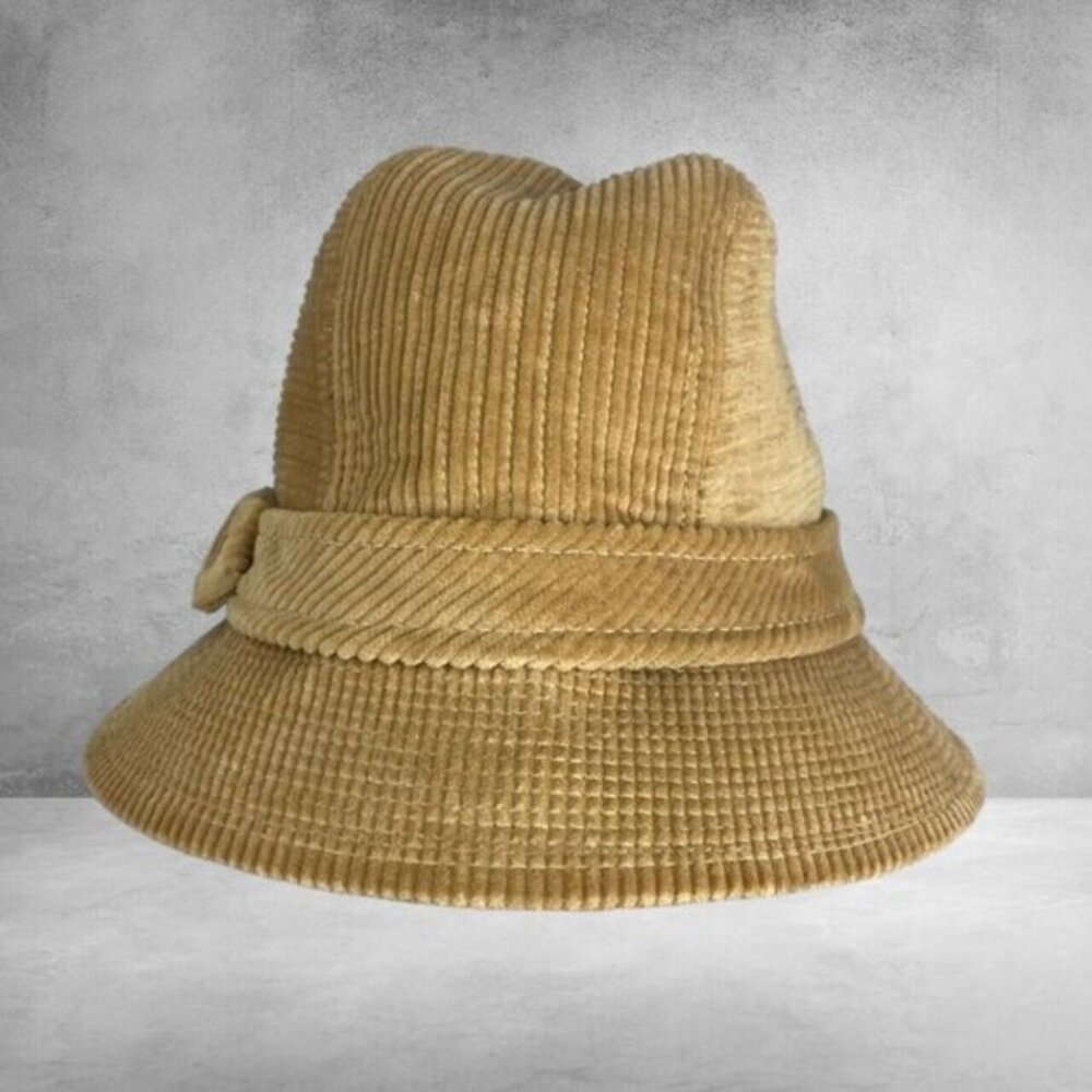 Trav'ler by Country Gentleman Men's‎ Tan Vintage Fedora Corduroy Hat 7 1/8